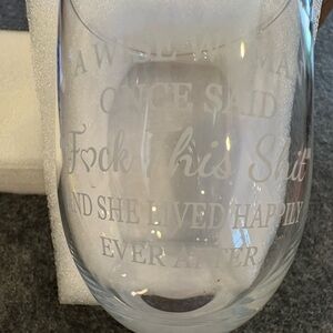 Clear Stemless Wine Glass Adult Bridesmaid Birthday Gift